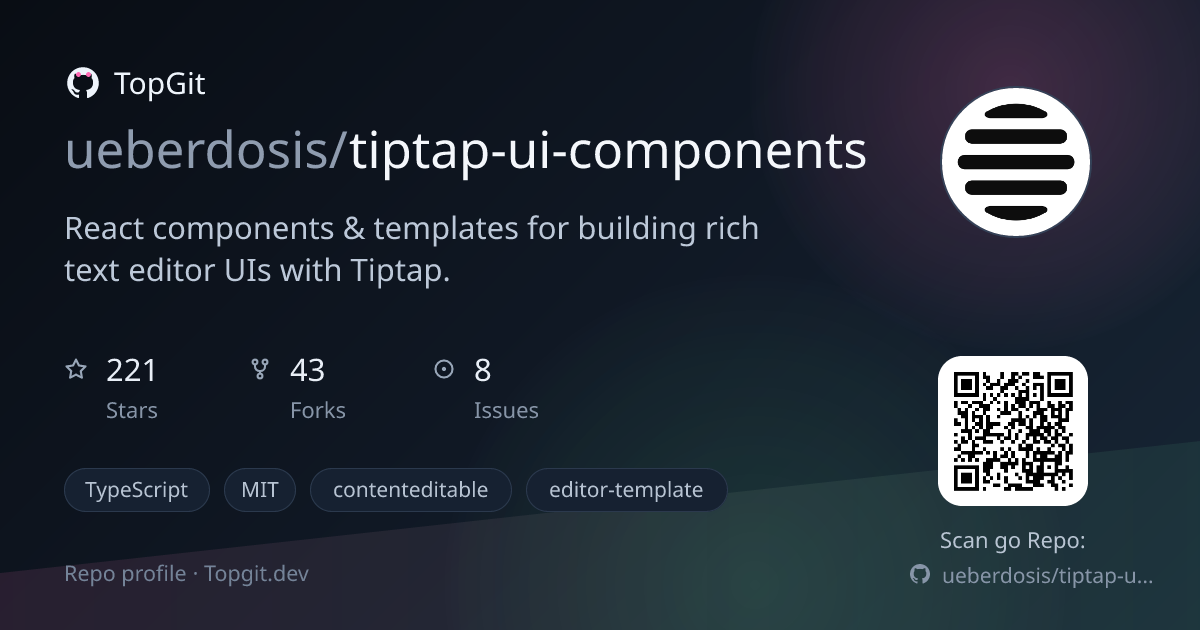 TopGit repo profile image for ueberdosis/tiptap-ui-components