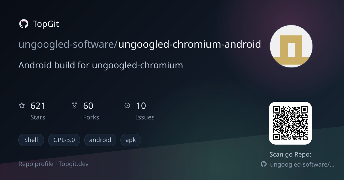 TopGit repo profile image for ungoogled-software/ungoogled-chromium-android