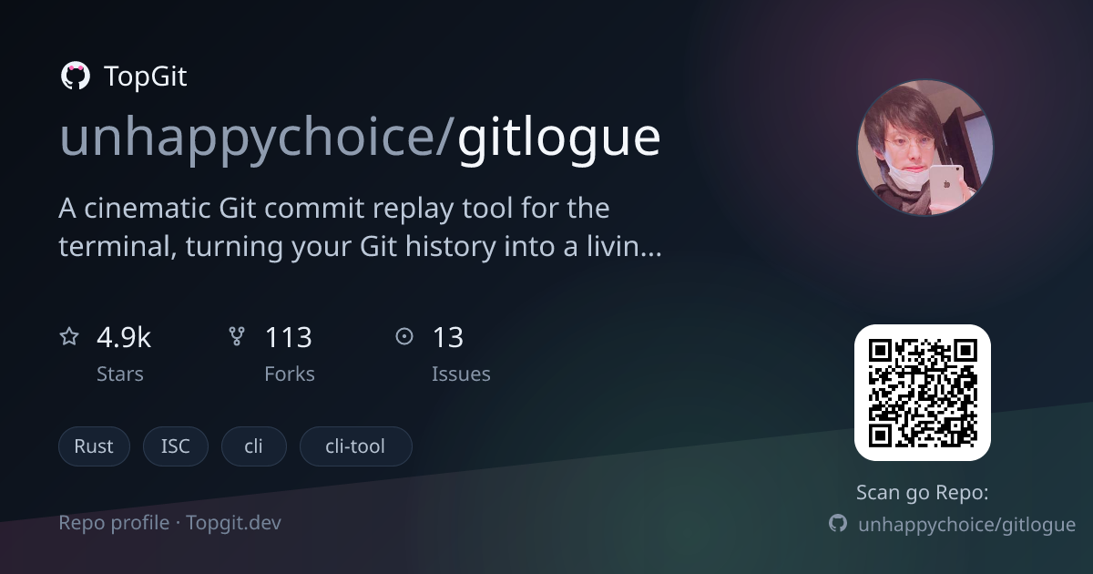 TopGit repo profile image for unhappychoice/gitlogue