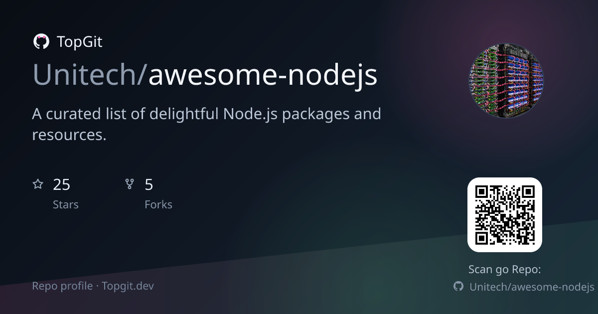 TopGit repo profile image for Unitech/awesome-nodejs