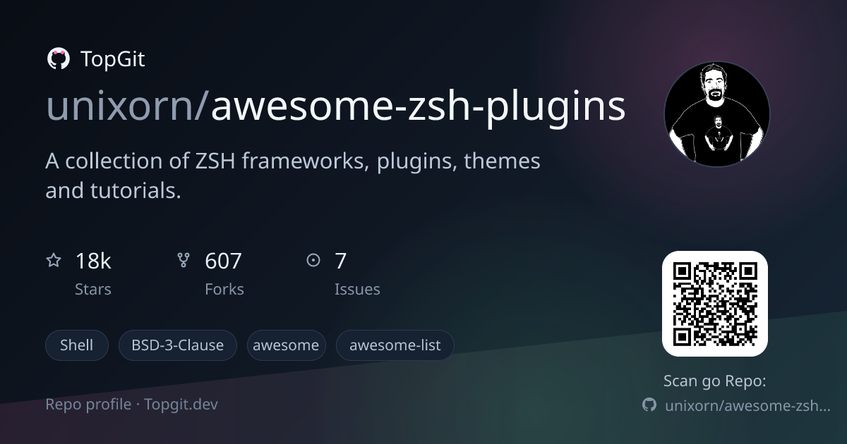 TopGit repo profile image for unixorn/awesome-zsh-plugins
