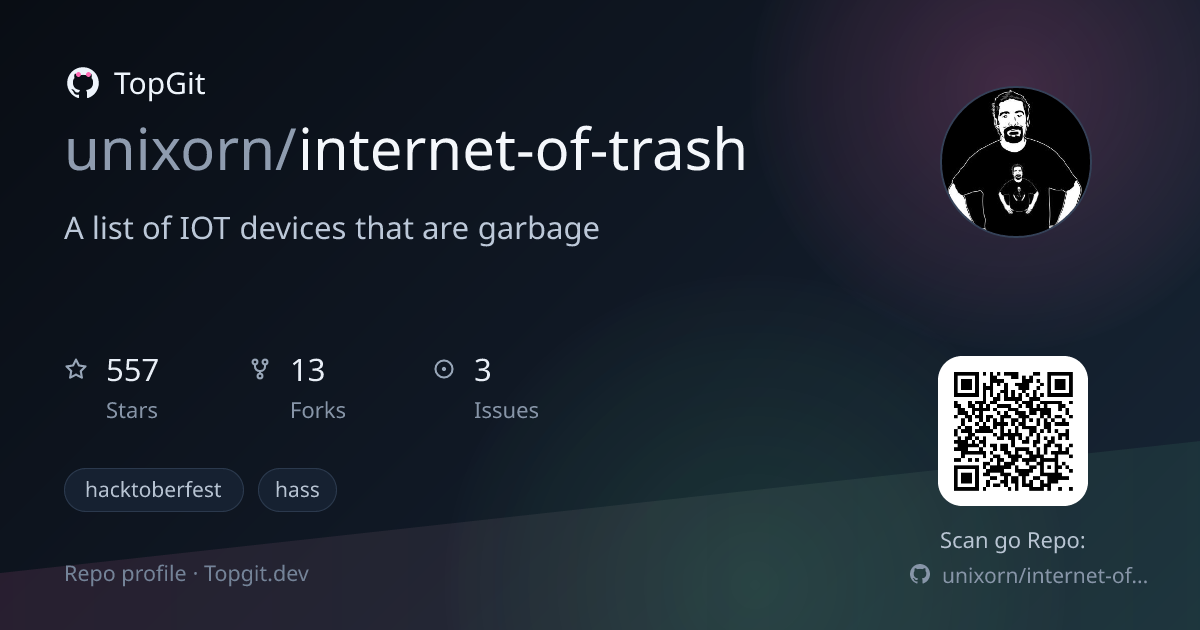 TopGit repo profile image for unixorn/internet-of-trash