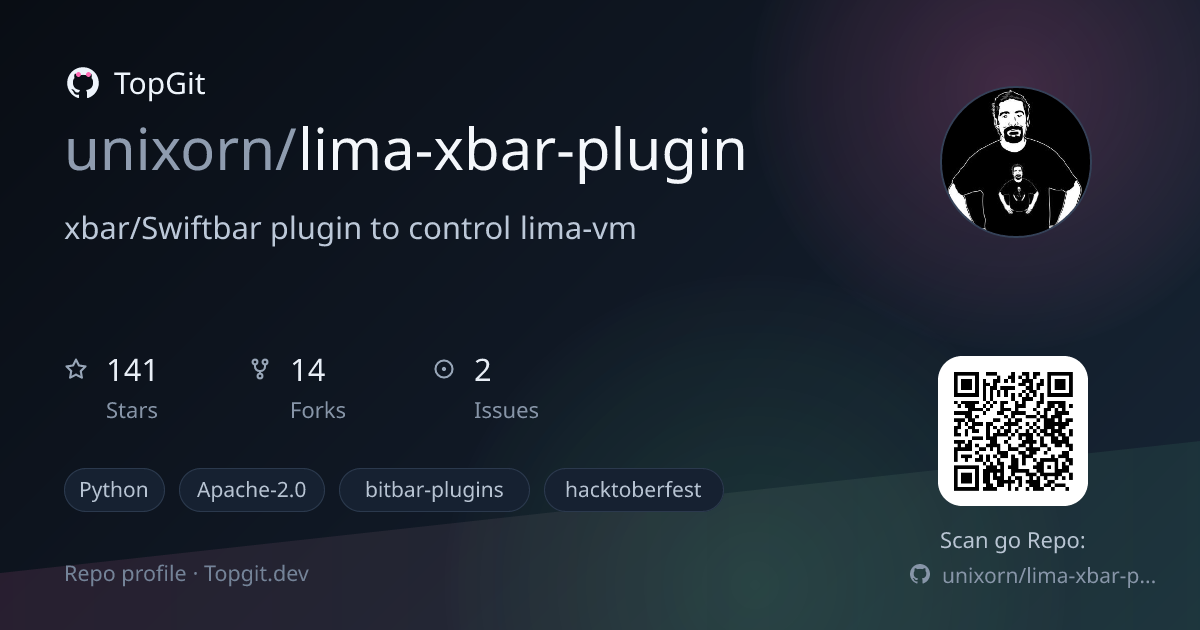 TopGit repo profile image for unixorn/lima-xbar-plugin
