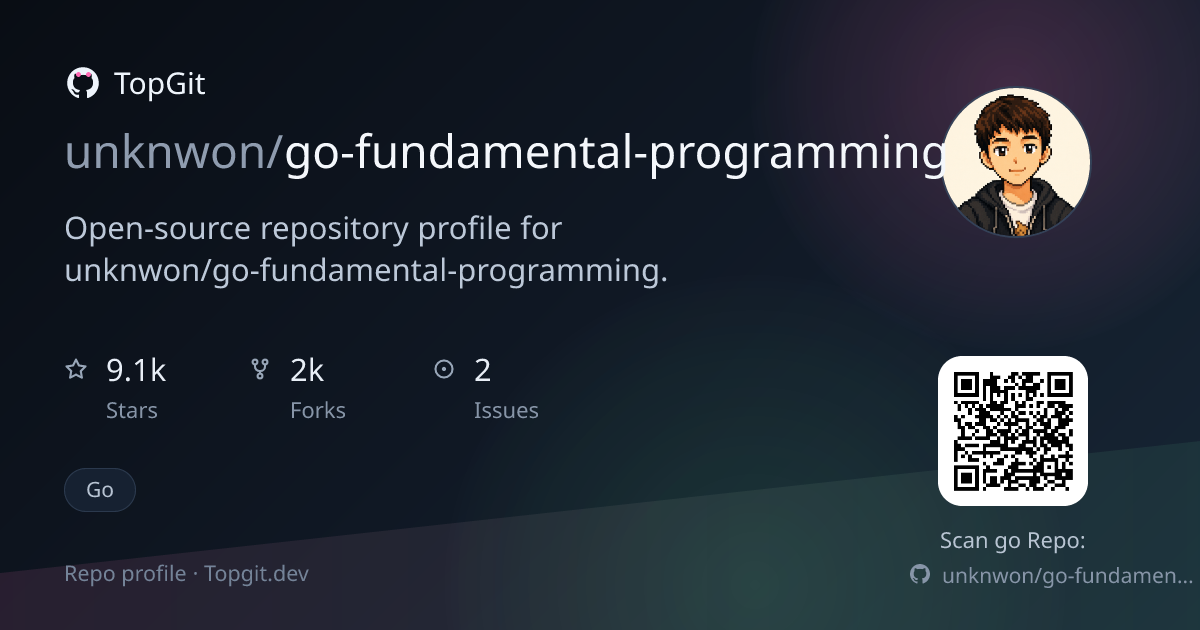 TopGit repo profile image for unknwon/go-fundamental-programming
