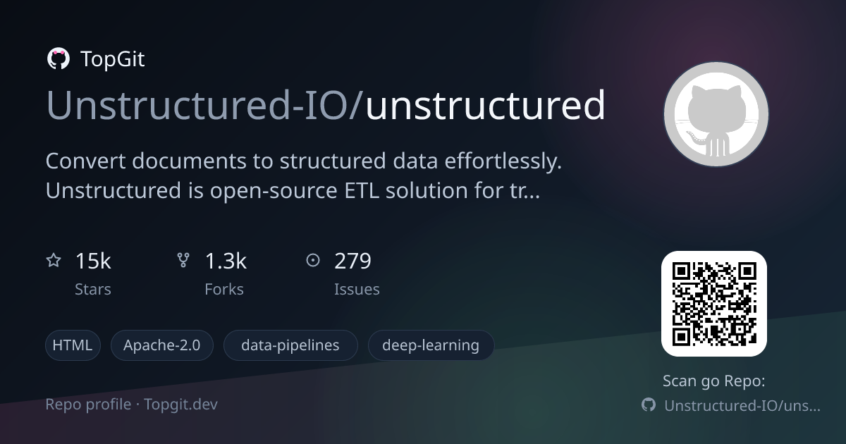 TopGit repo profile image for Unstructured-IO/unstructured