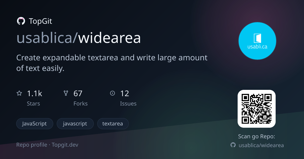 TopGit repo profile image for usablica/widearea