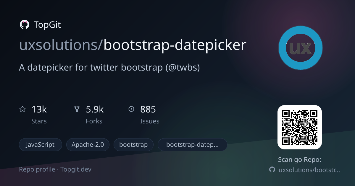 TopGit repo profile image for uxsolutions/bootstrap-datepicker