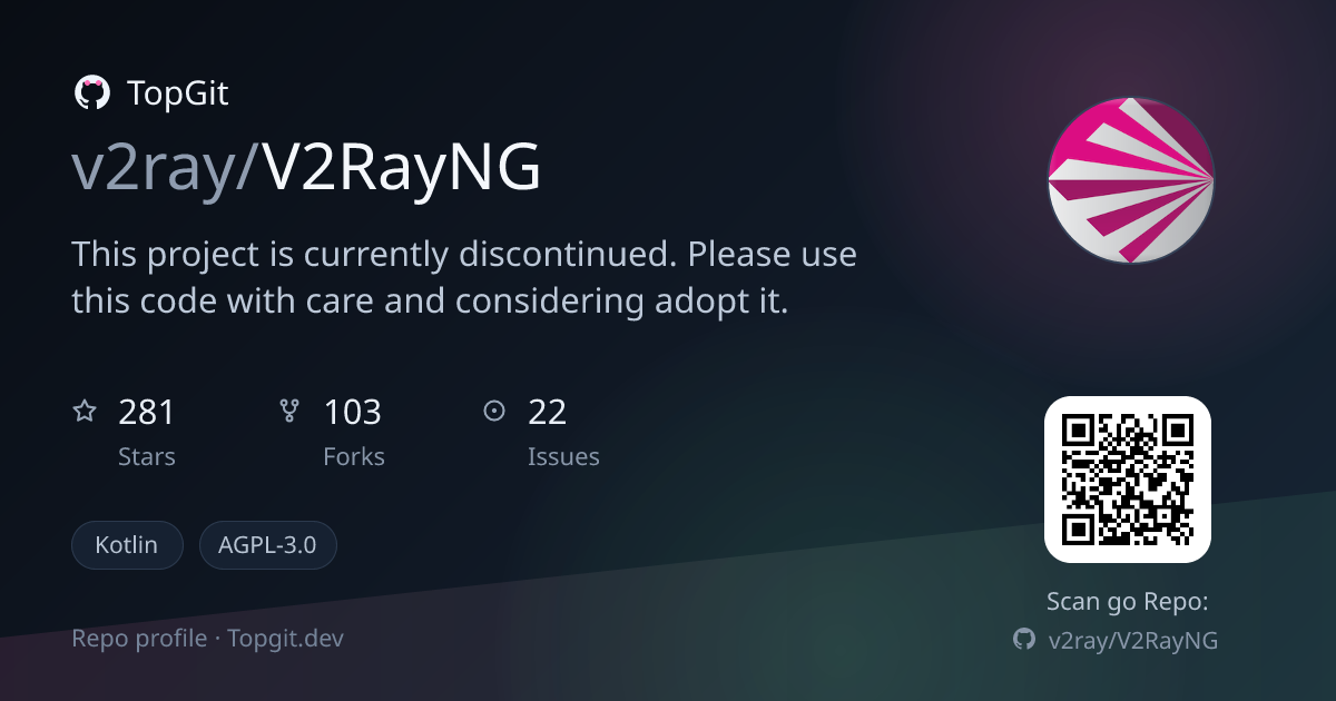 TopGit repo profile image for v2ray/V2RayNG