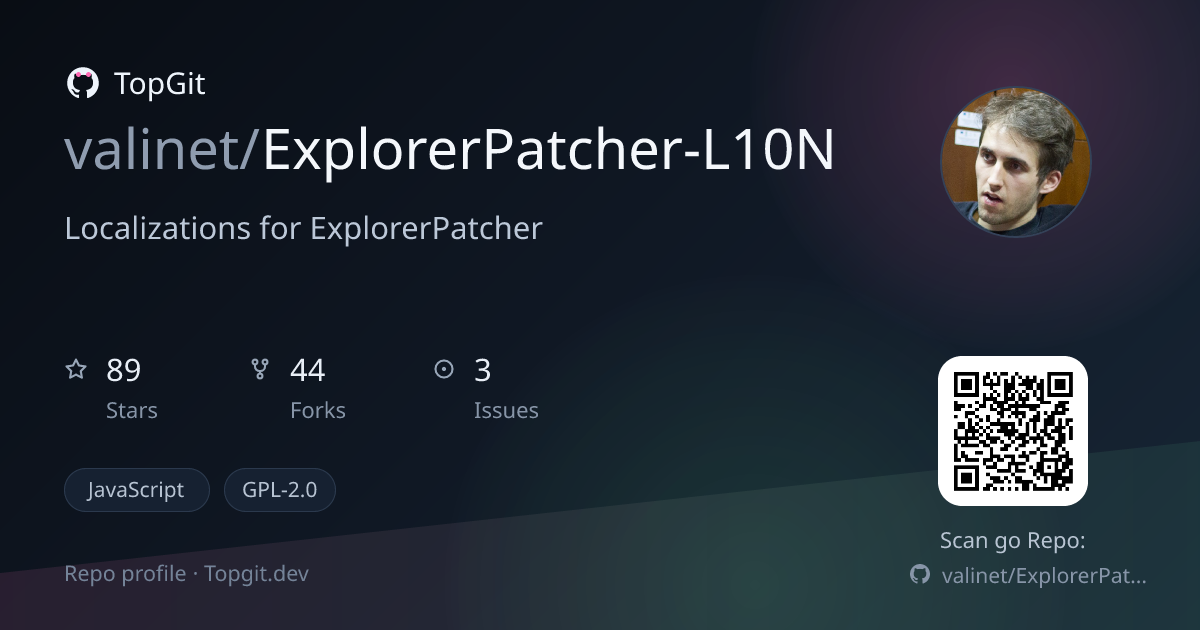 TopGit repo profile image for valinet/ExplorerPatcher-L10N