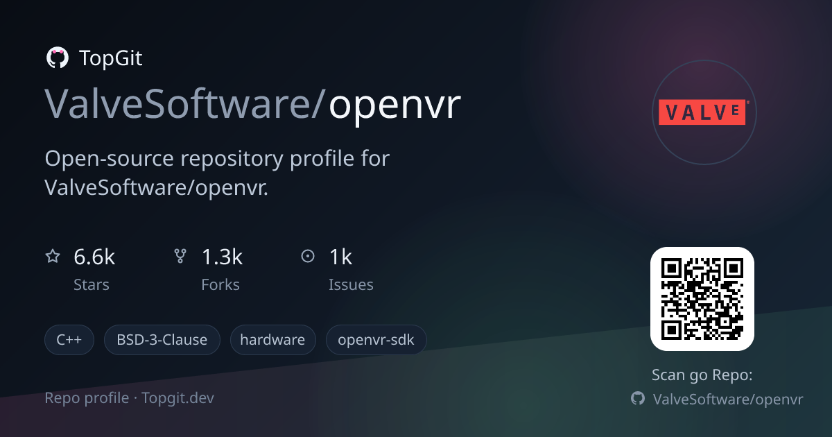 TopGit repo profile image for ValveSoftware/openvr