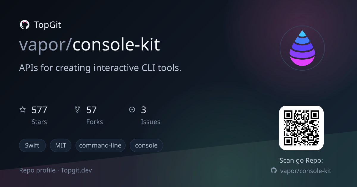 TopGit repo profile image for vapor/console-kit