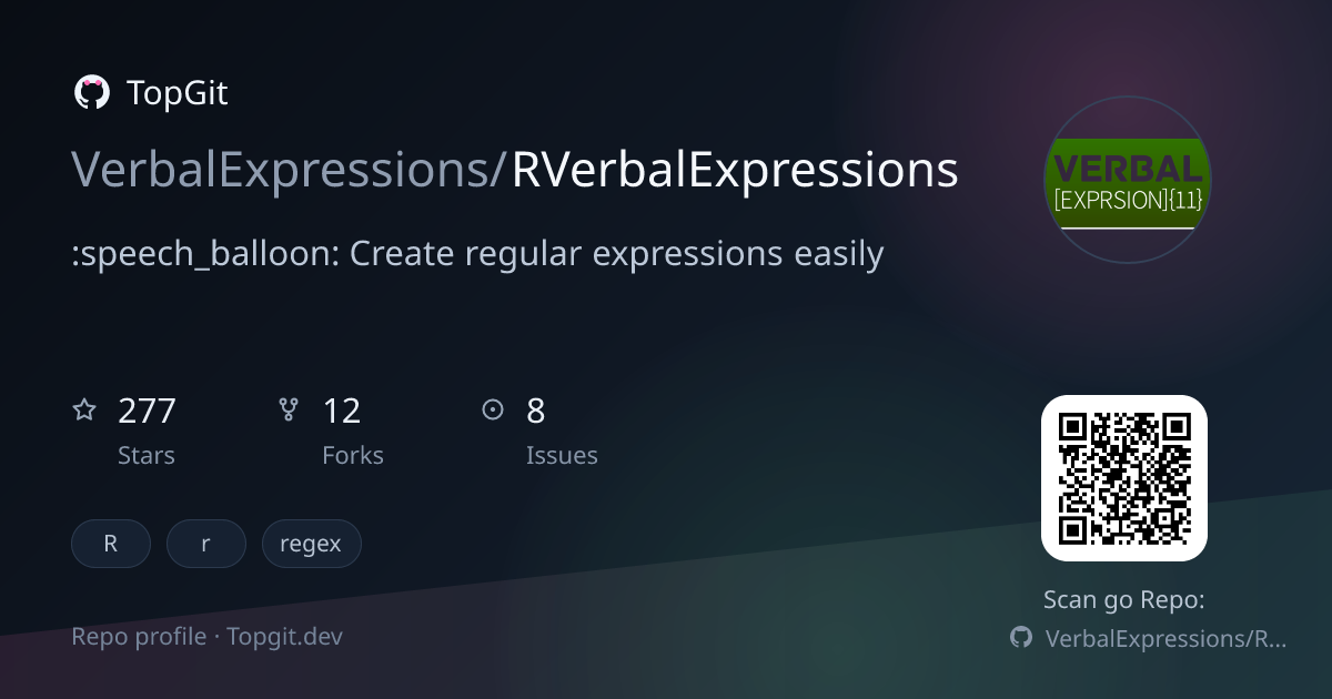 TopGit repo profile image for VerbalExpressions/RVerbalExpressions