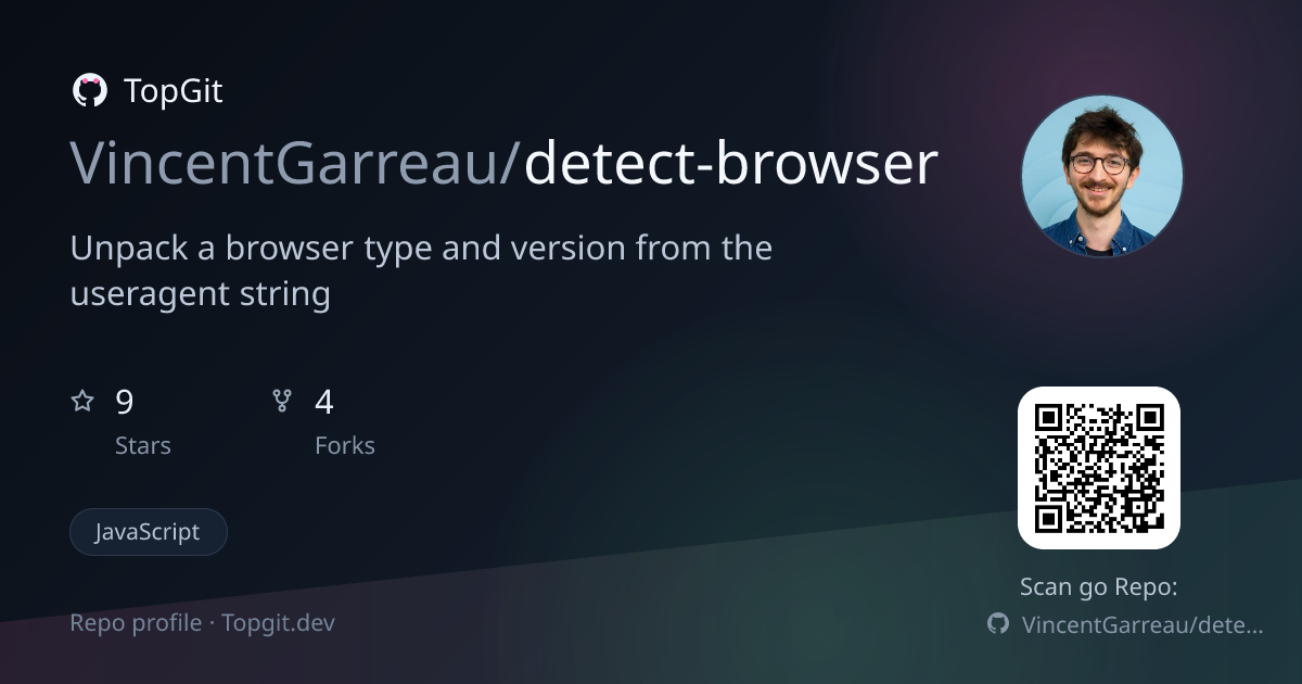 TopGit repo profile image for VincentGarreau/detect-browser
