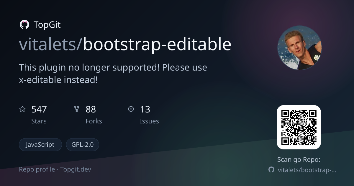 TopGit repo profile image for vitalets/bootstrap-editable
