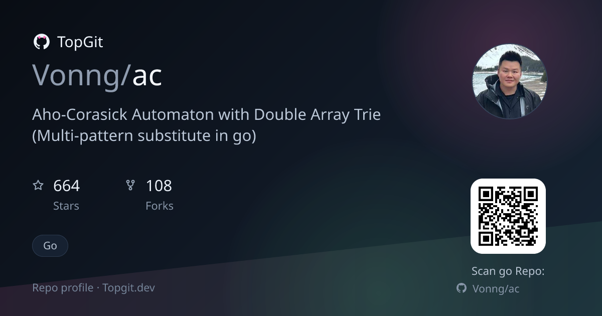 TopGit repo profile image for Vonng/ac