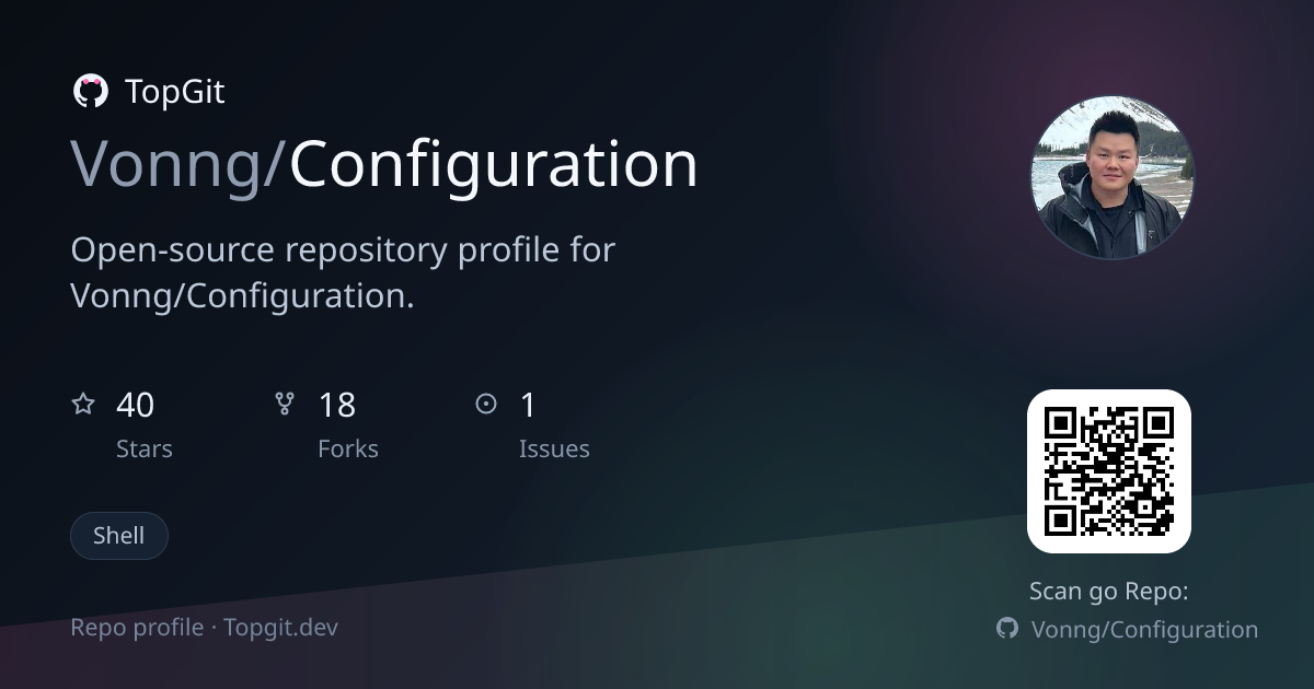 TopGit repo profile image for Vonng/Configuration