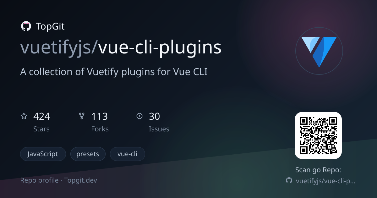 TopGit repo profile image for vuetifyjs/vue-cli-plugins