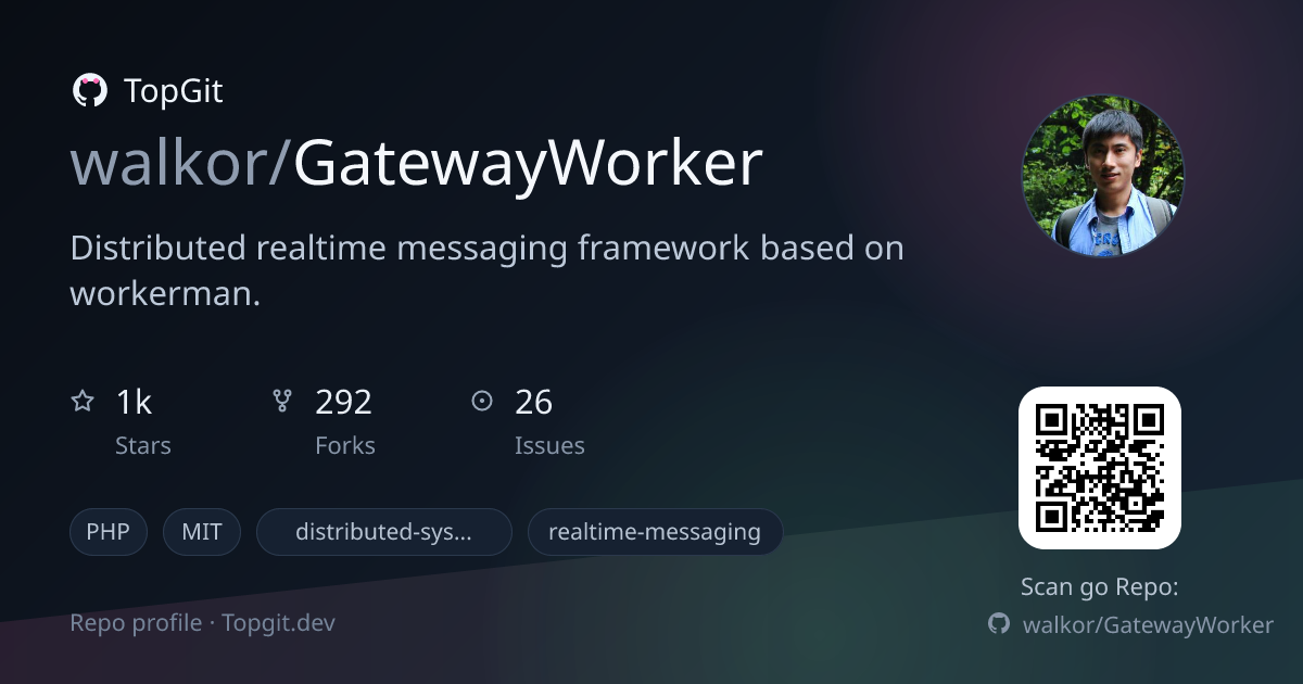 TopGit repo profile image for walkor/GatewayWorker