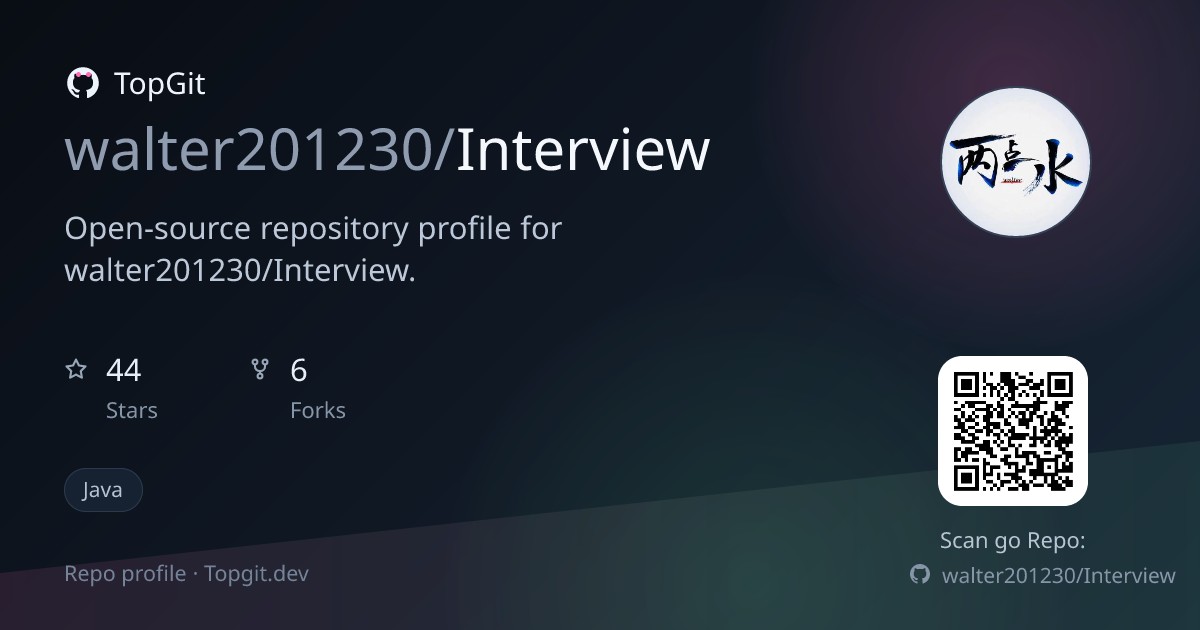 TopGit repo profile image for walter201230/Interview