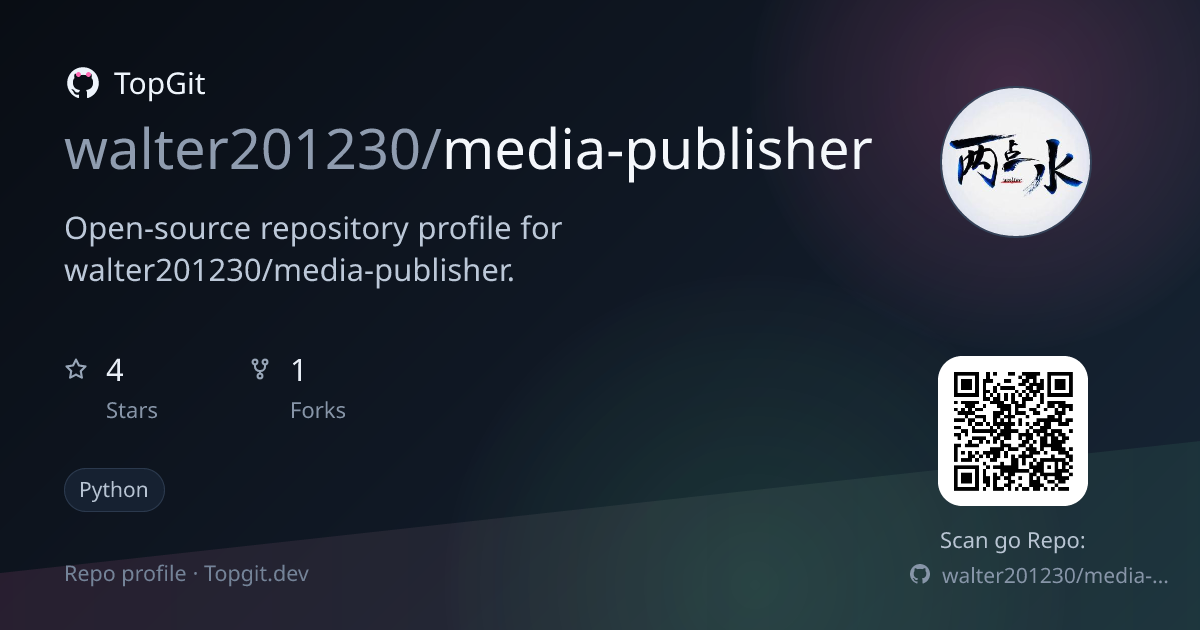 TopGit repo profile image for walter201230/media-publisher