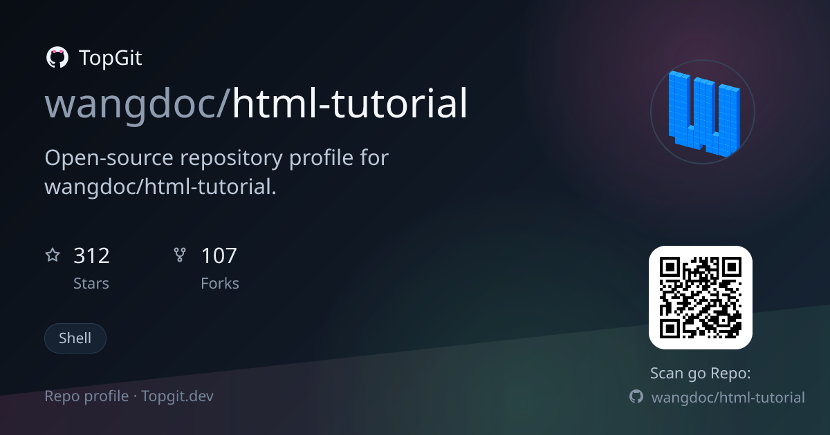 TopGit repo profile image for wangdoc/html-tutorial