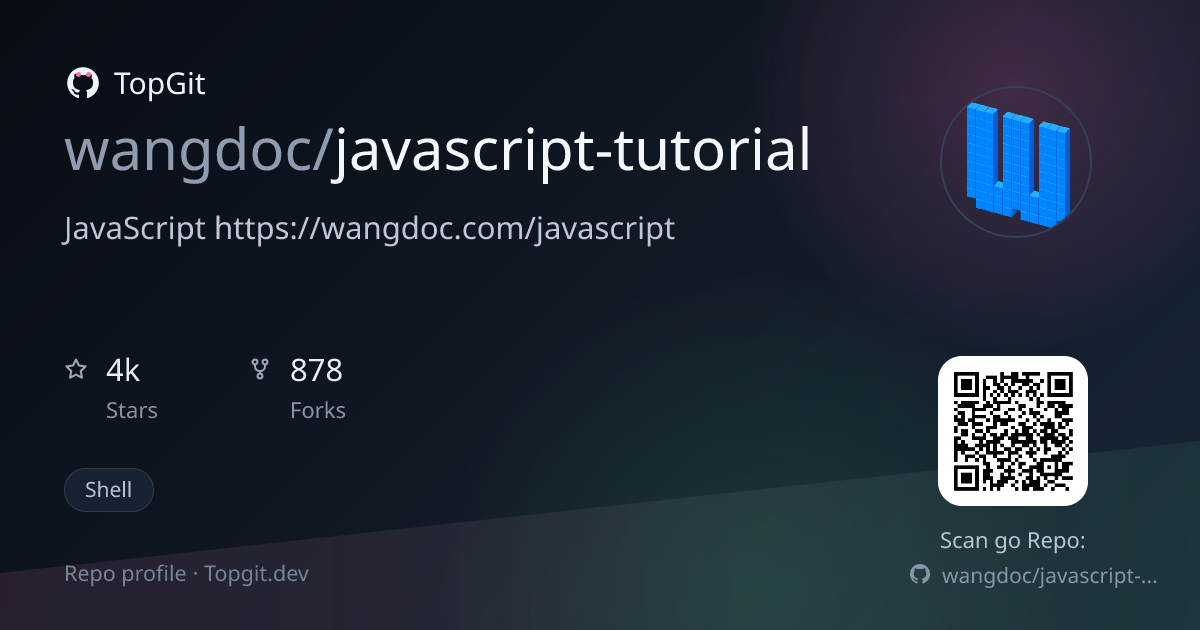 TopGit repo profile image for wangdoc/javascript-tutorial