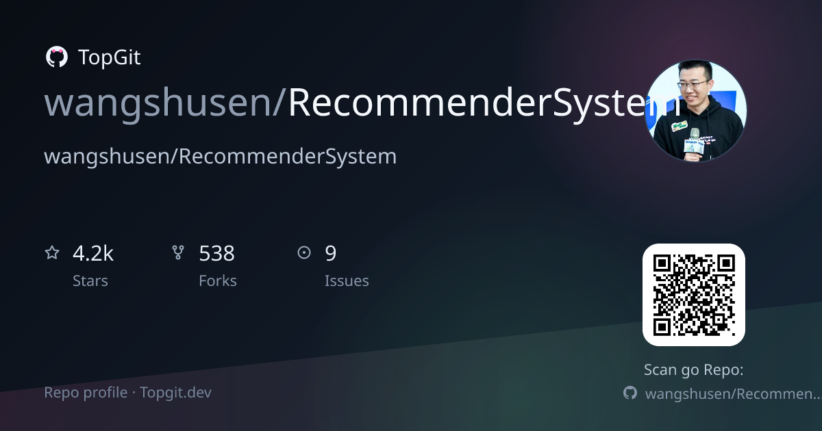 TopGit repo profile image for wangshusen/RecommenderSystem
