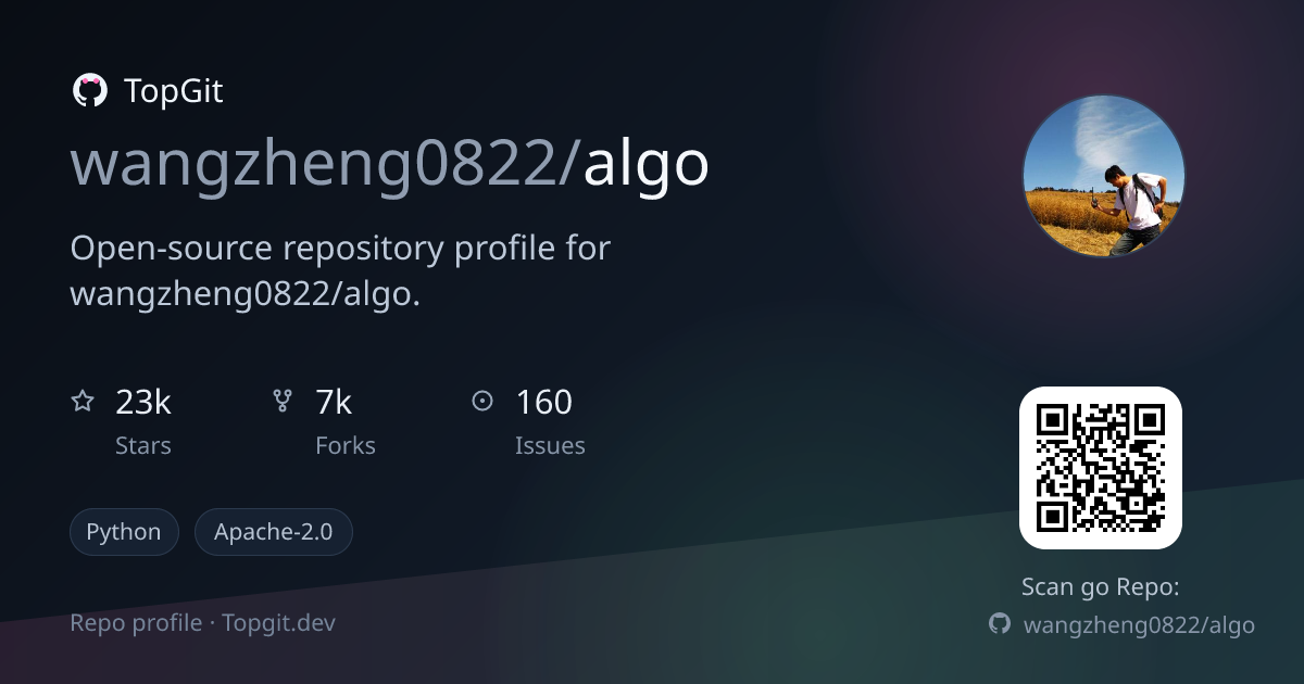 TopGit repo profile image for wangzheng0822/algo