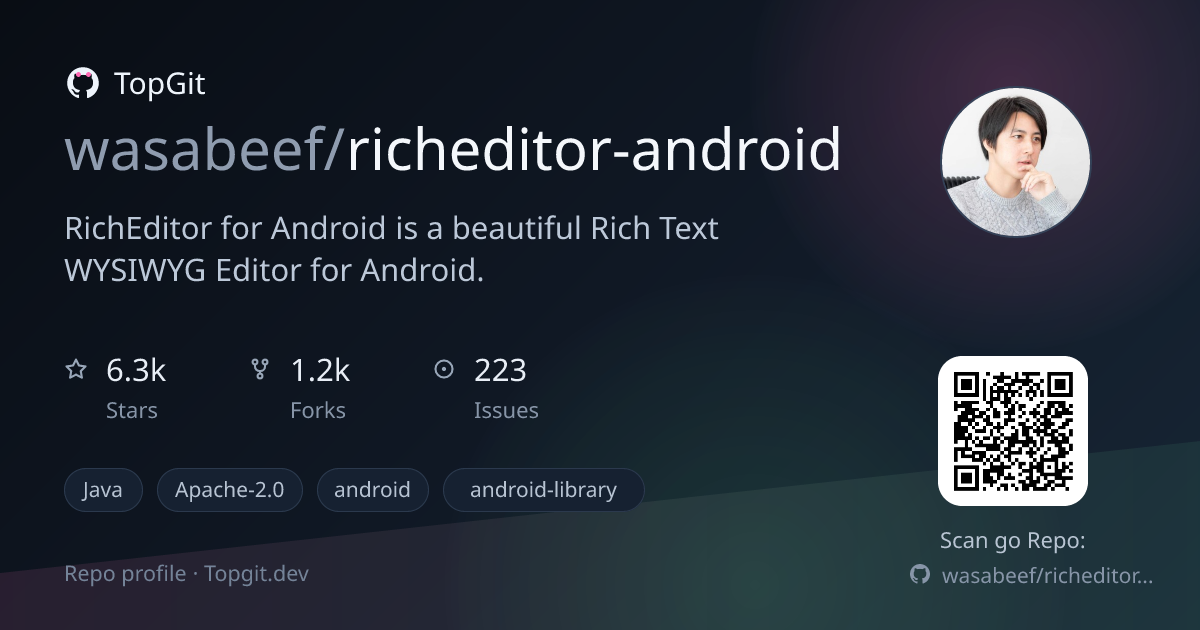 TopGit repo profile image for wasabeef/richeditor-android