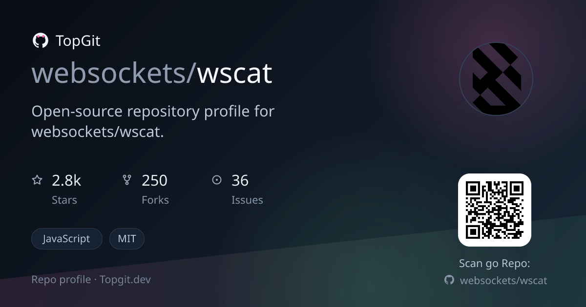 TopGit repo profile image for websockets/wscat