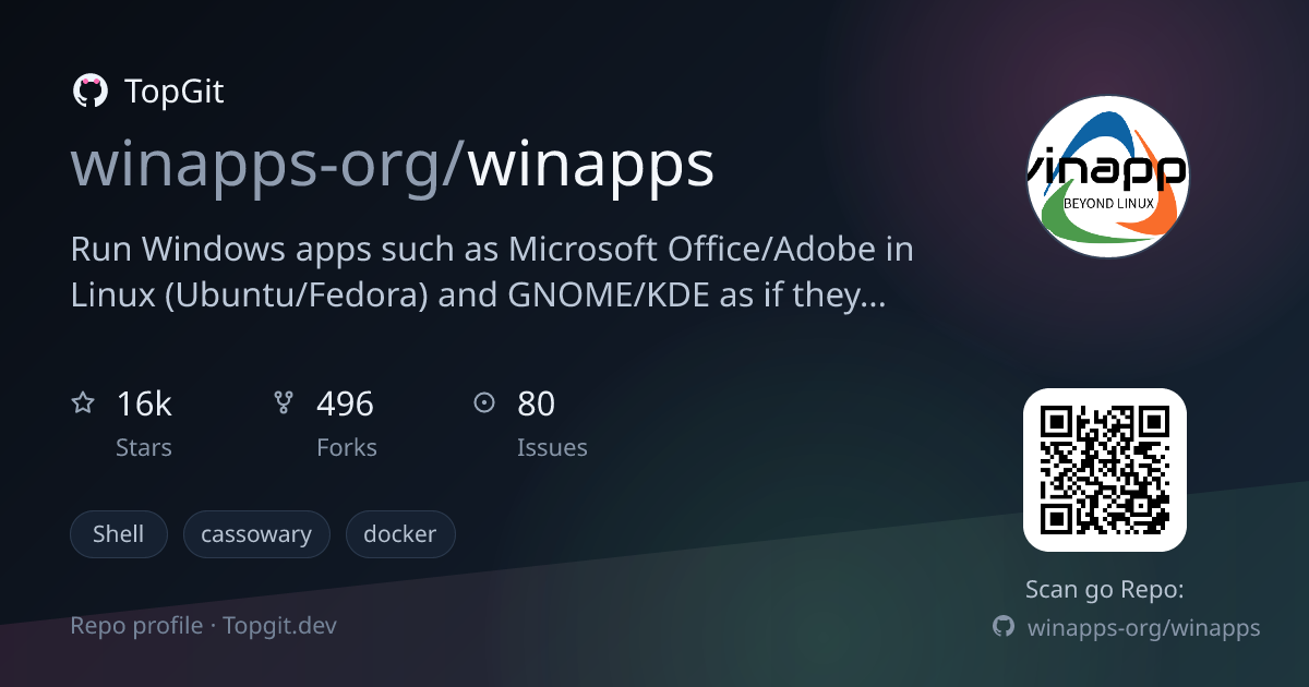 TopGit repo profile image for winapps-org/winapps