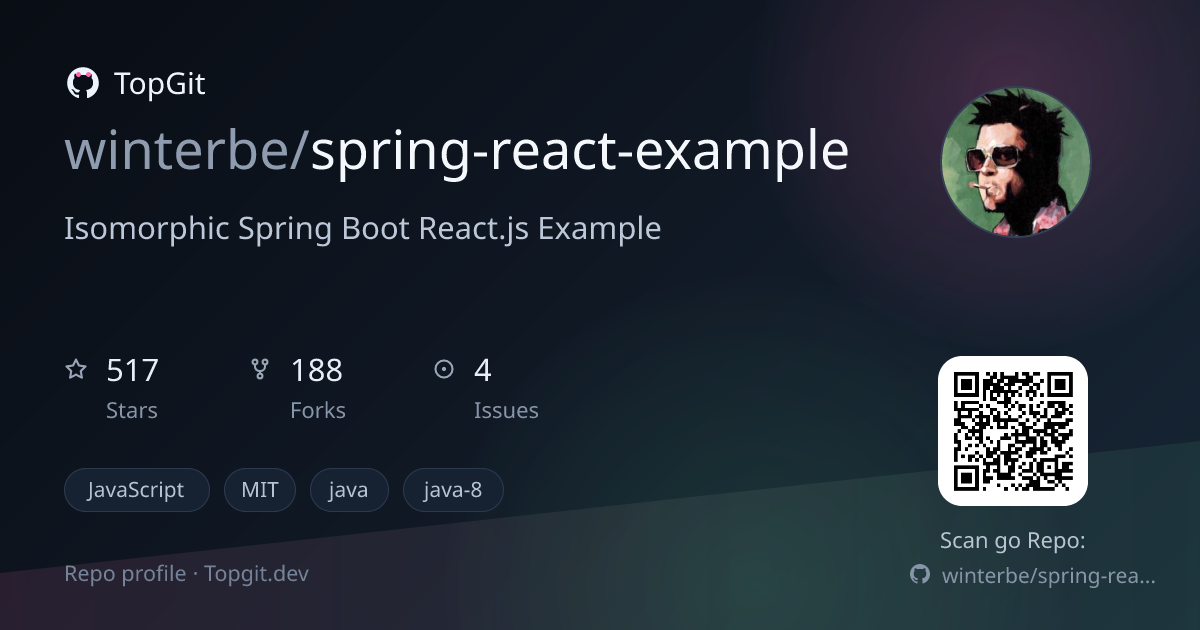 TopGit repo profile image for winterbe/spring-react-example