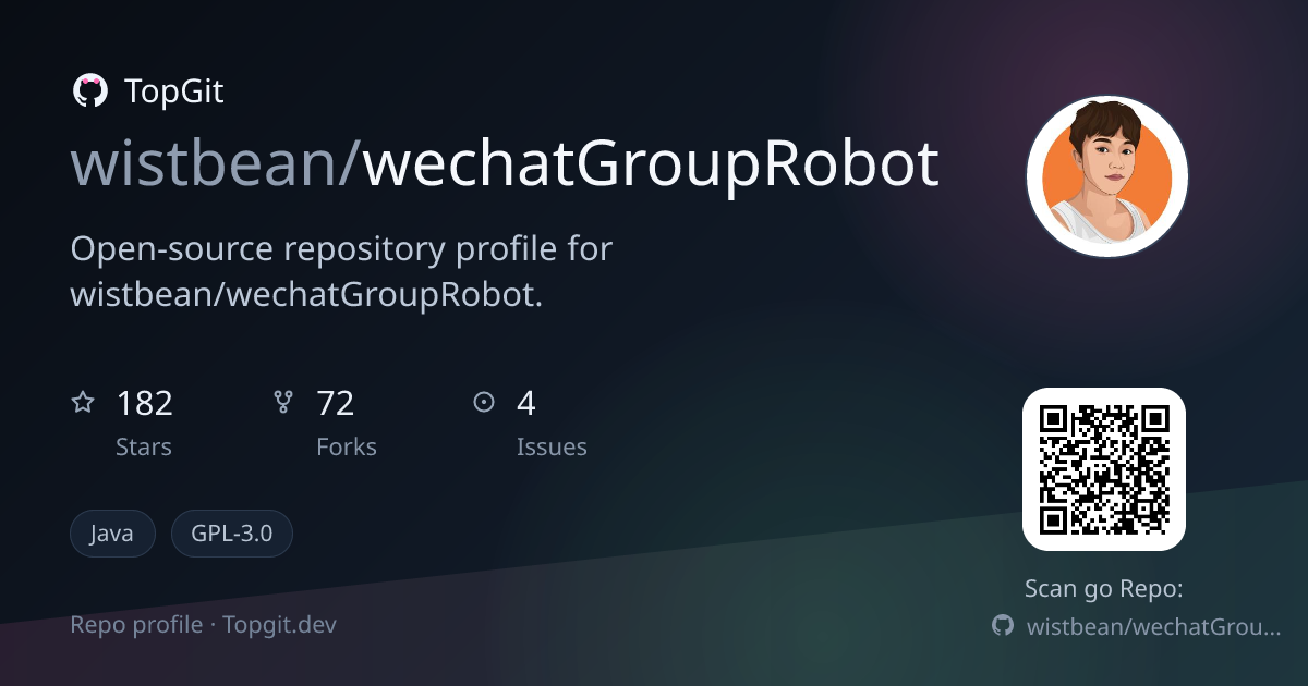 TopGit repo profile image for wistbean/wechatGroupRobot