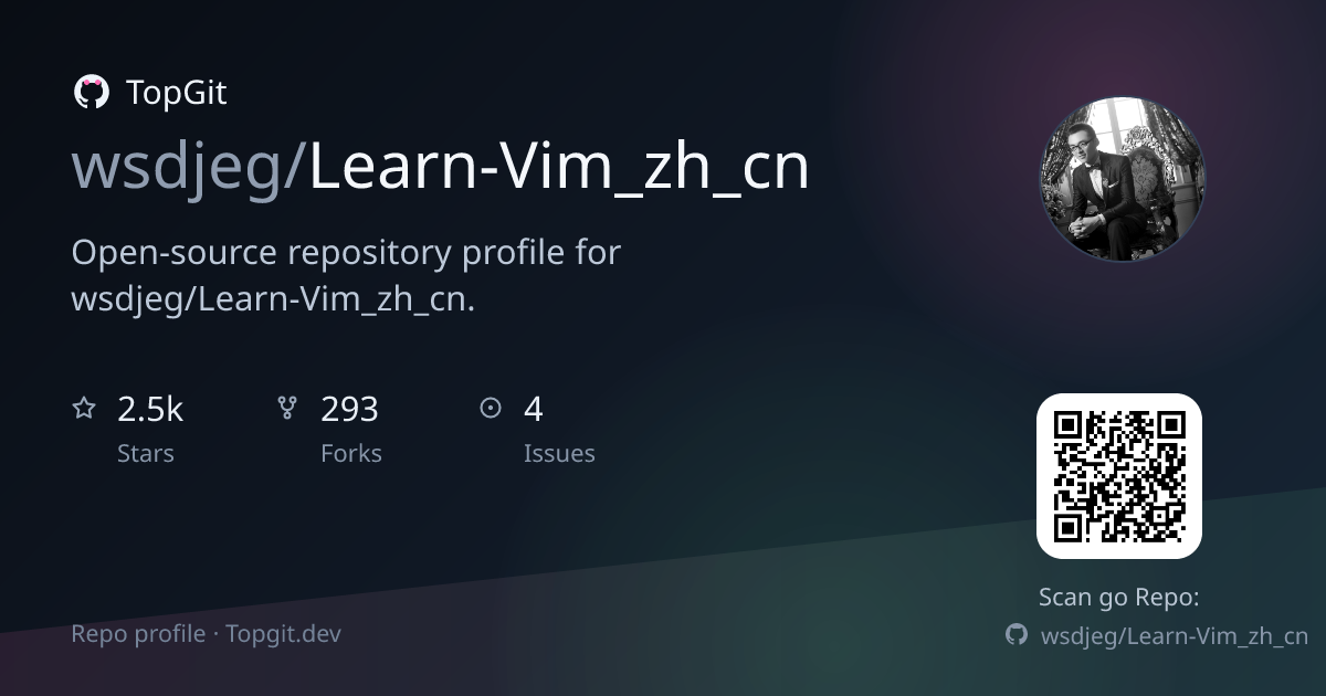 TopGit repo profile image for wsdjeg/Learn-Vim_zh_cn