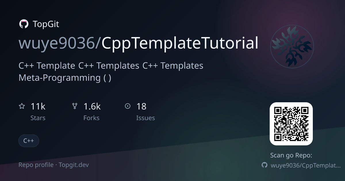 TopGit repo profile image for wuye9036/CppTemplateTutorial