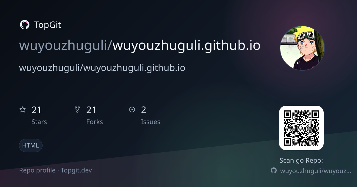 TopGit repo profile image for wuyouzhuguli/wuyouzhuguli.github.io