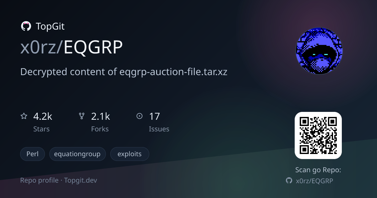 TopGit repo profile image for x0rz/EQGRP
