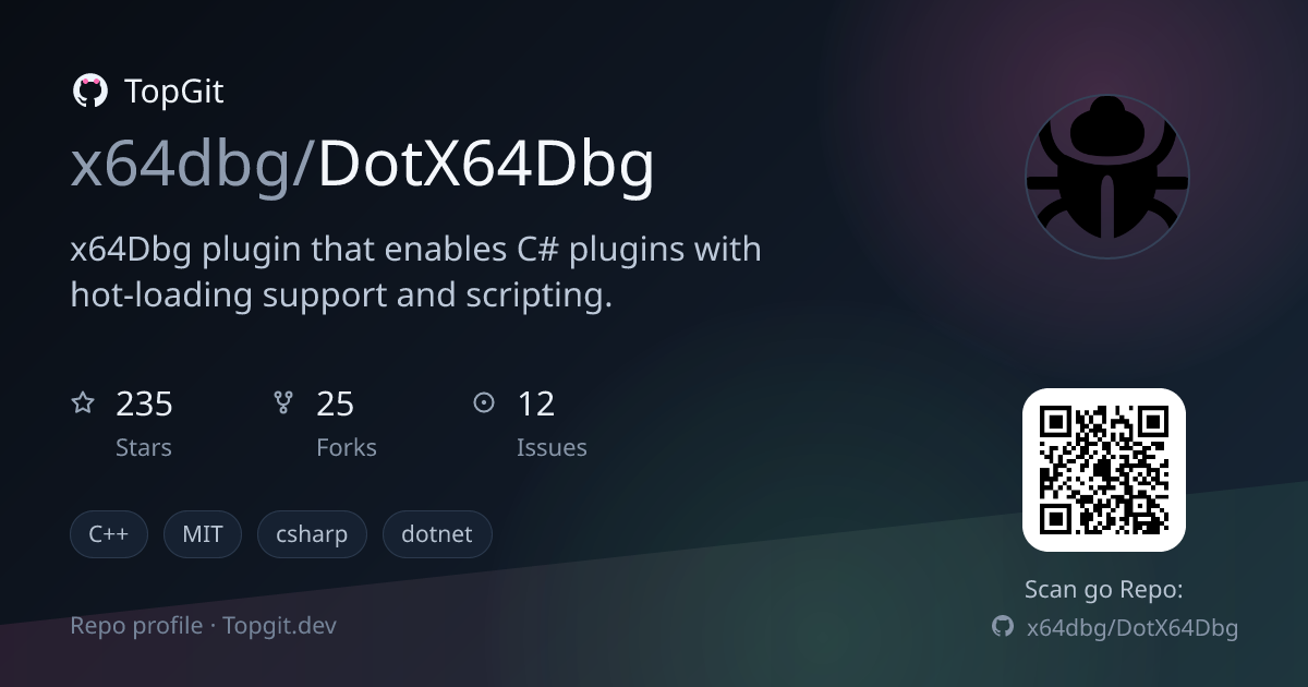 TopGit repo profile image for x64dbg/DotX64Dbg
