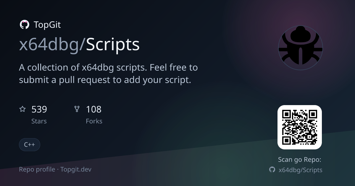 TopGit repo profile image for x64dbg/Scripts