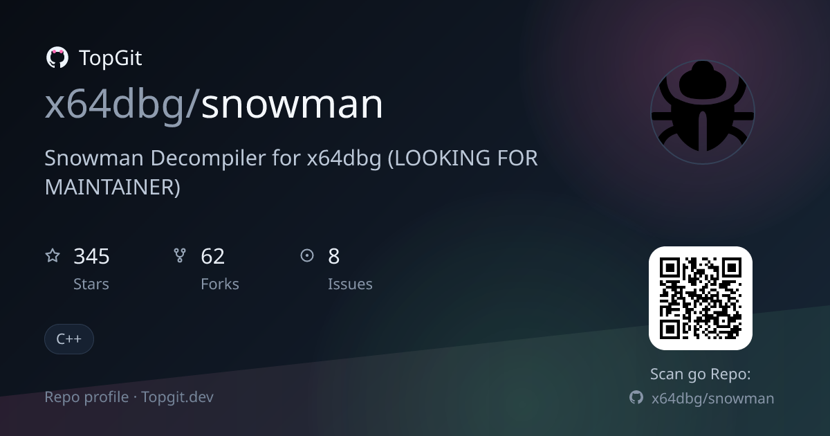 TopGit repo profile image for x64dbg/snowman