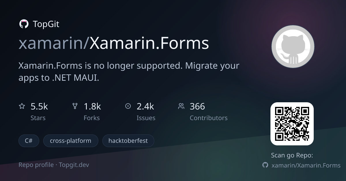 TopGit repo profile image for xamarin/Xamarin.Forms