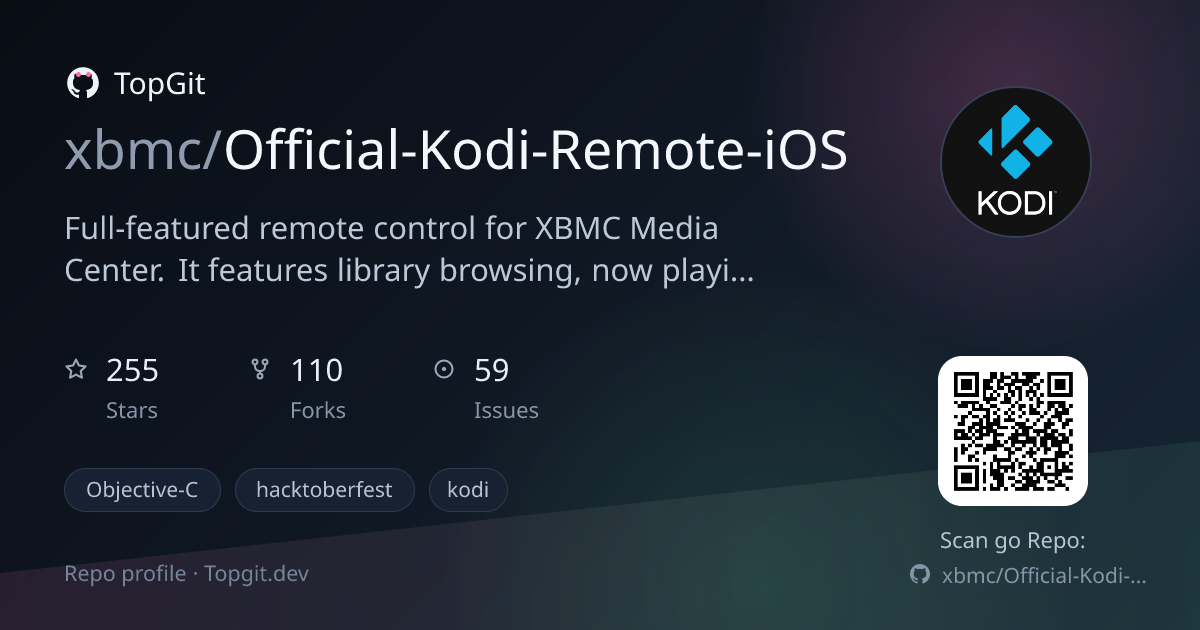 TopGit repo profile image for xbmc/Official-Kodi-Remote-iOS