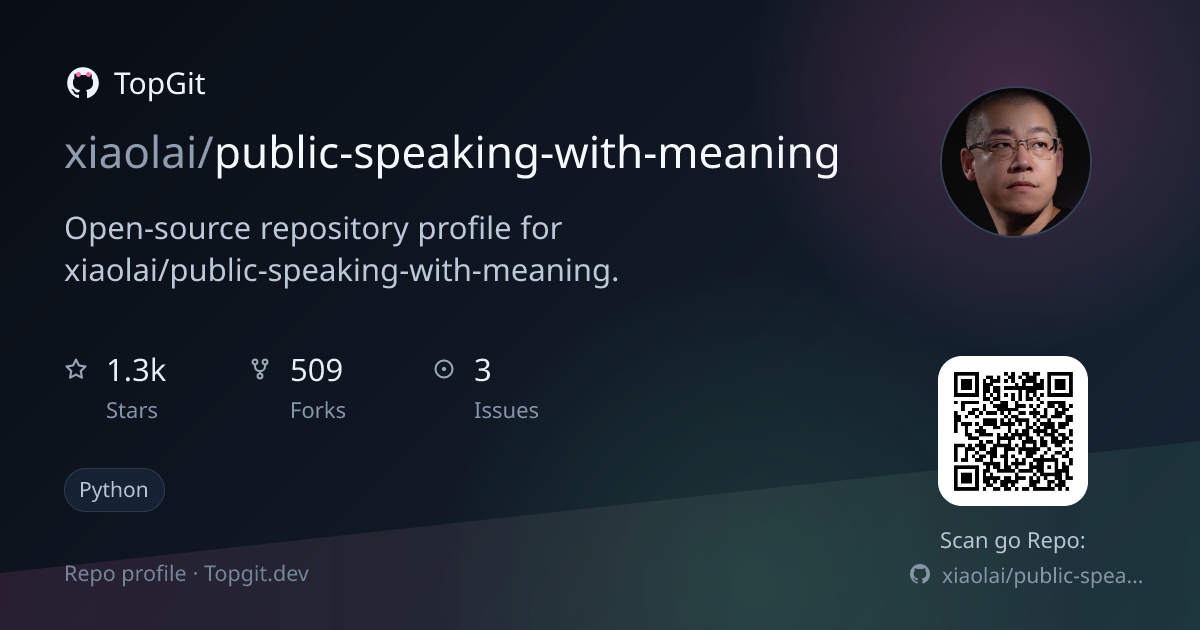 TopGit repo profile image for xiaolai/public-speaking-with-meaning