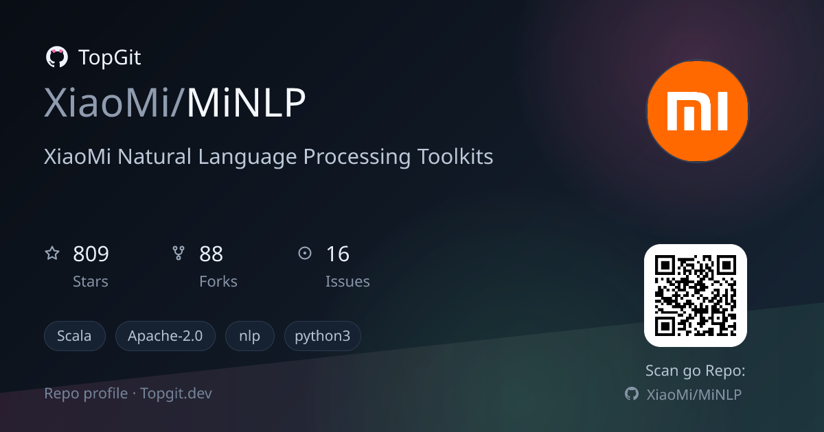 TopGit repo profile image for XiaoMi/MiNLP