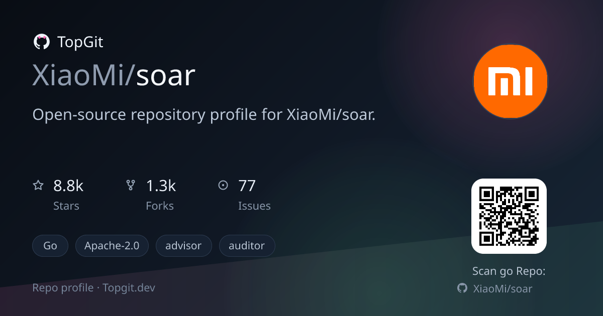 TopGit repo profile image for XiaoMi/soar