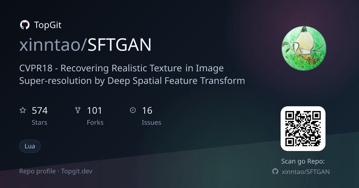 TopGit repo profile image for xinntao/SFTGAN