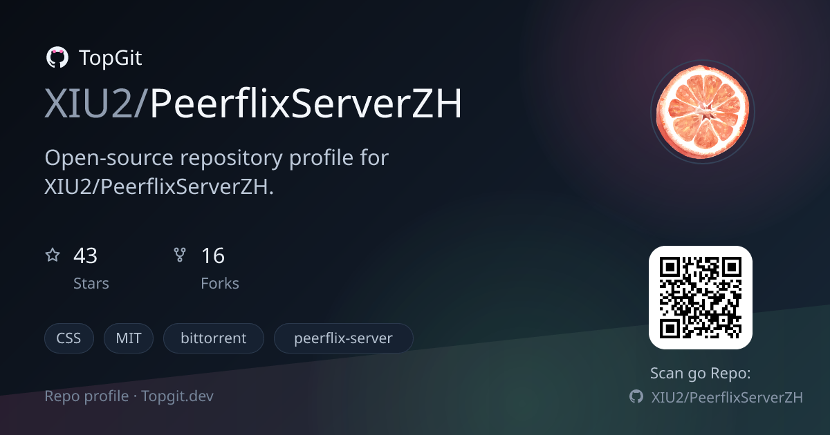 TopGit repo profile image for XIU2/PeerflixServerZH