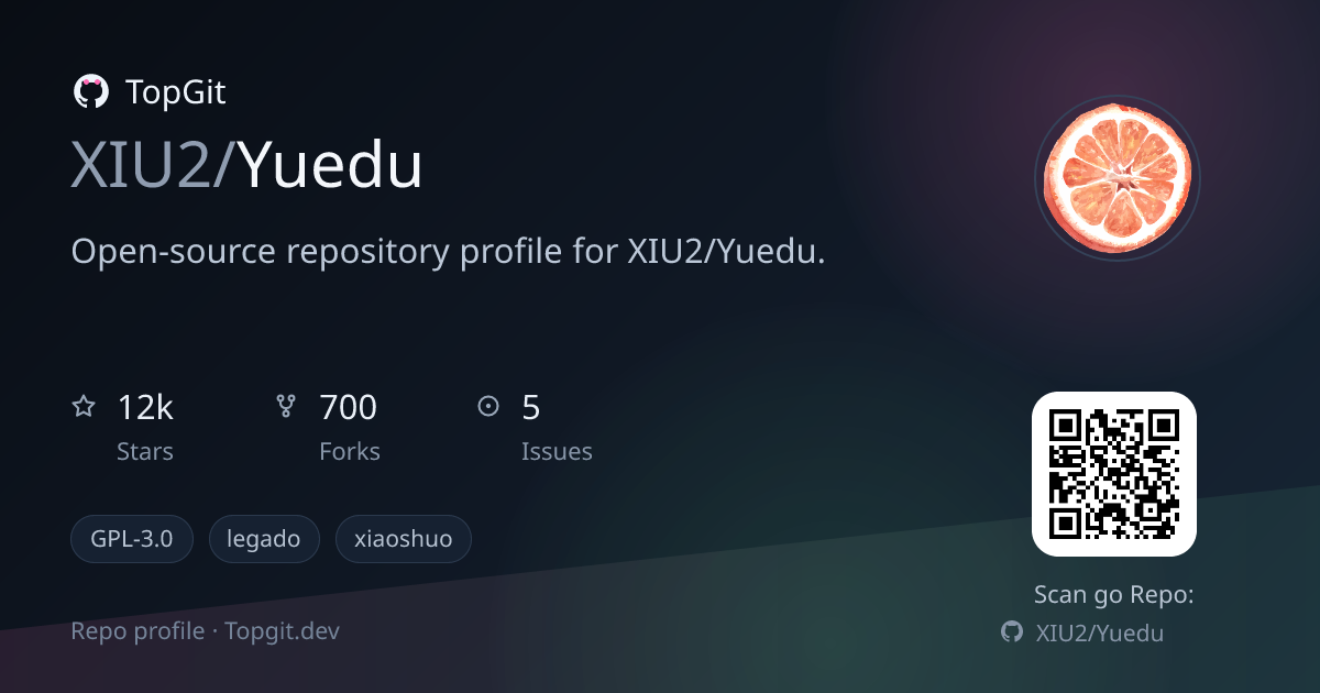 TopGit repo profile image for XIU2/Yuedu