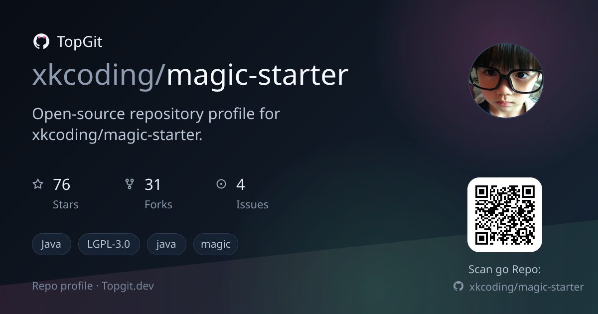 TopGit repo profile image for xkcoding/magic-starter