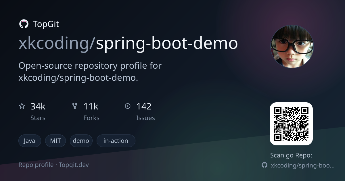 TopGit repo profile image for xkcoding/spring-boot-demo